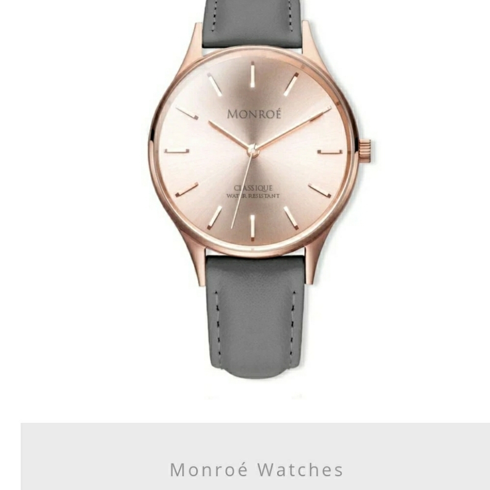 Monroe rose gold and leather watch